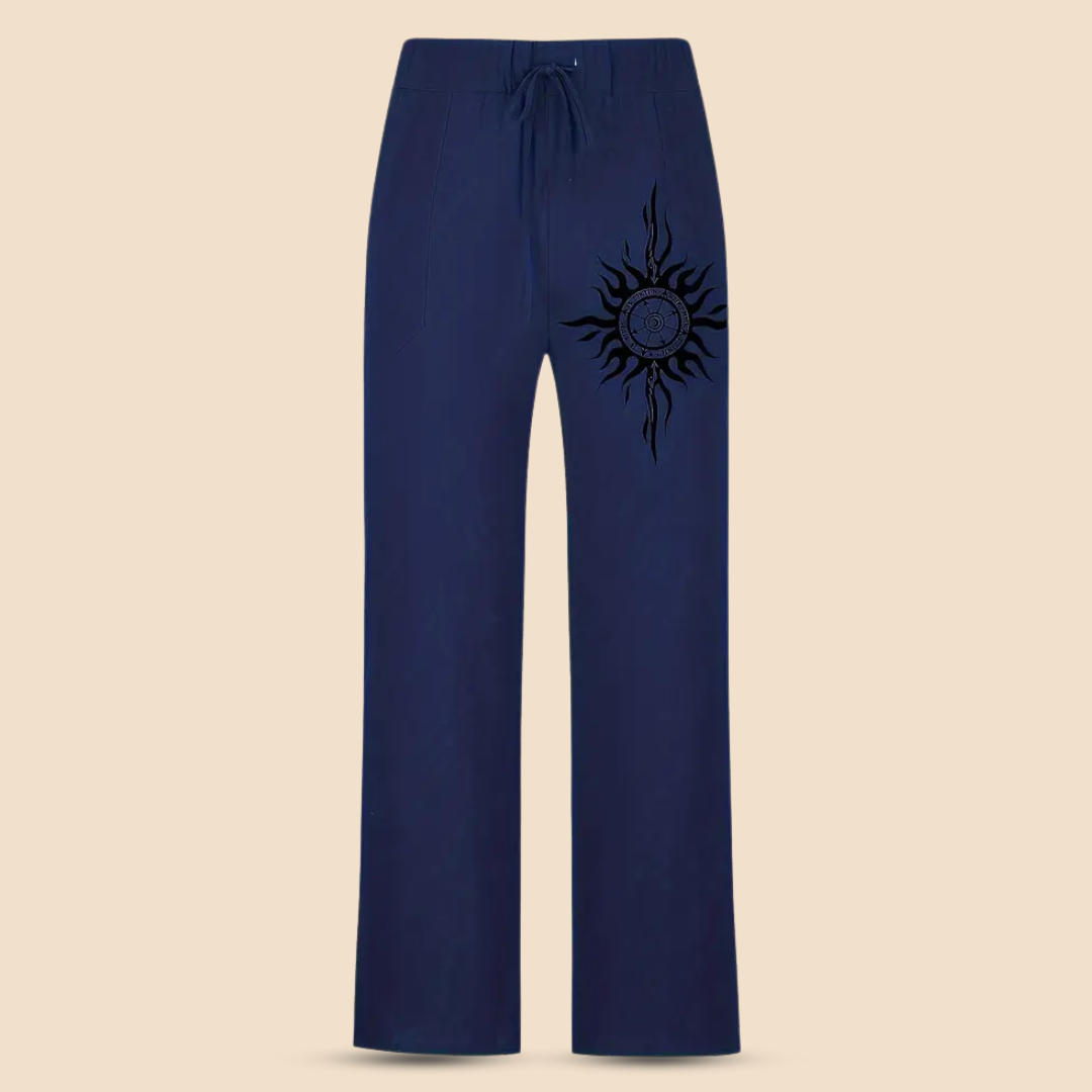 SOLVAAR – Men’s Cotton Pants with Compass Print