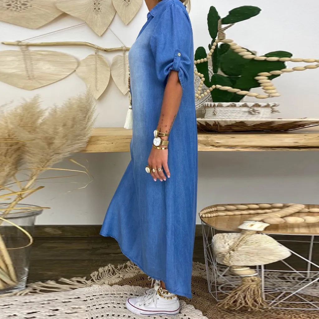 LEA – Long Denim-Style Dress