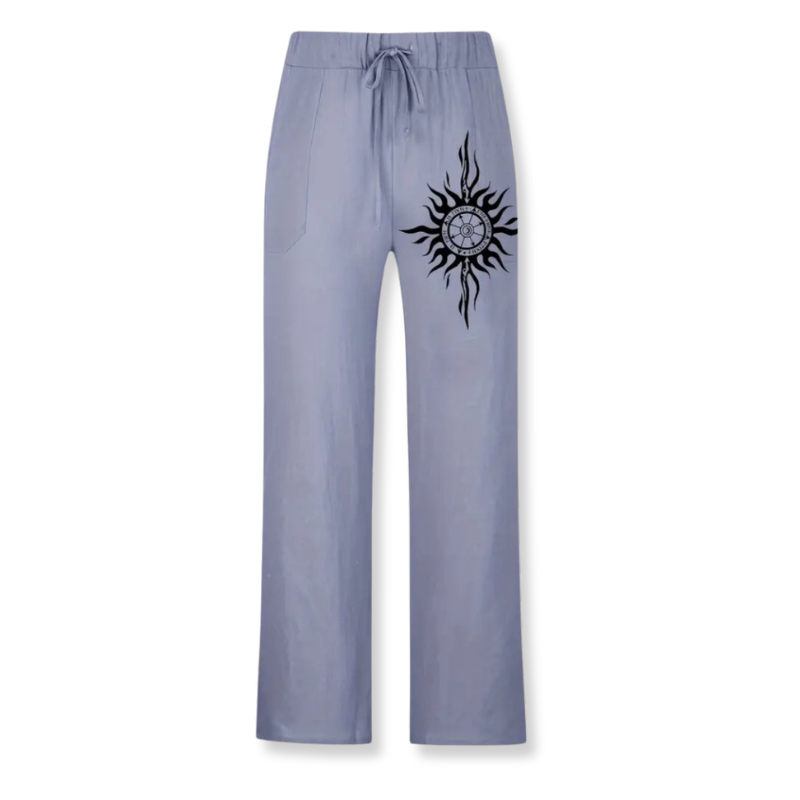 SOLVAAR – Men’s Cotton Pants with Compass Print