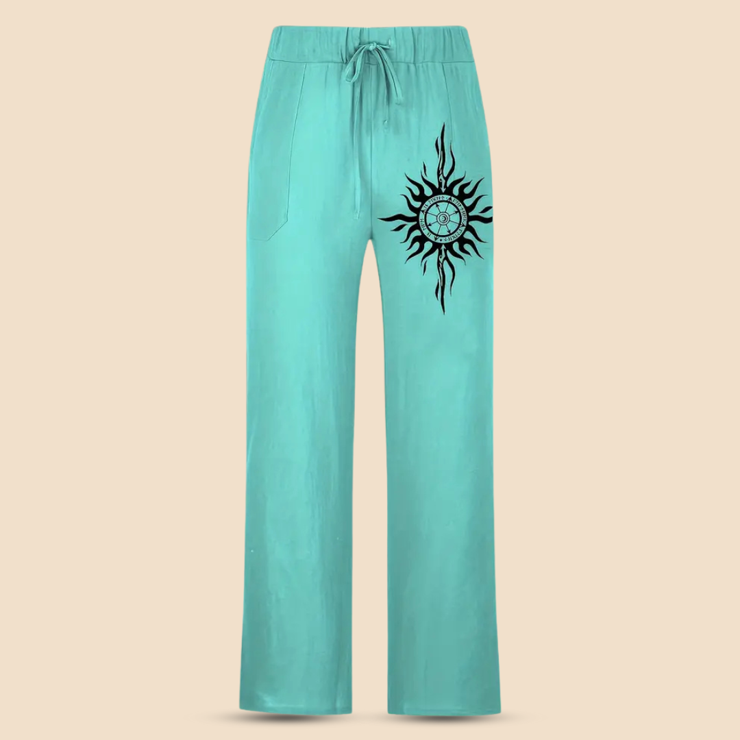 SOLVAAR – Men’s Cotton Pants with Compass Print