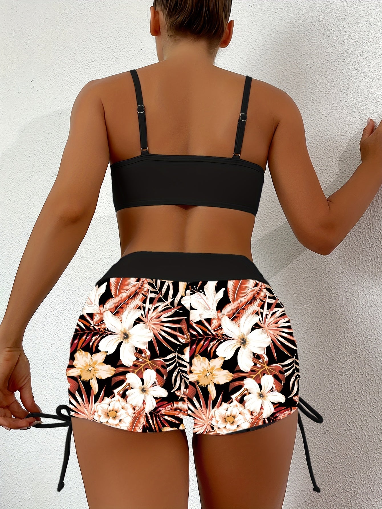 Isla – Sporty Floral Bikini with Shorts
