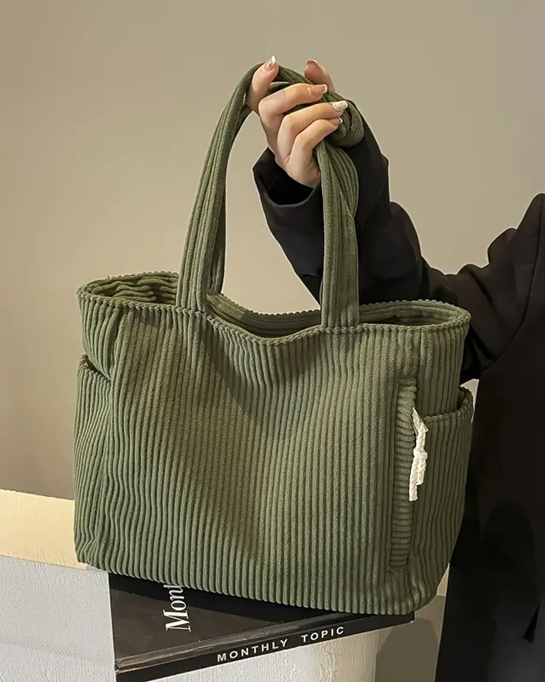 CORDA – Ribbed Tote Bag with Cord Details
