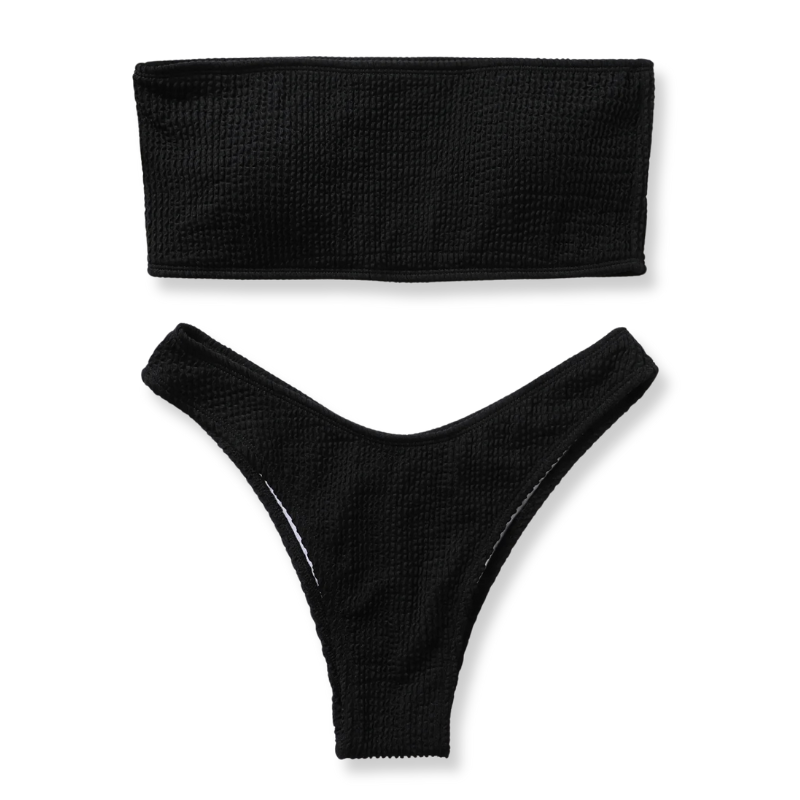Diana – Ribbed Bandeau Bikini with High-Waist Bottoms