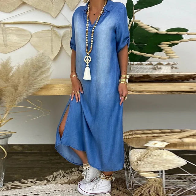 LEA – Long Denim-Style Dress