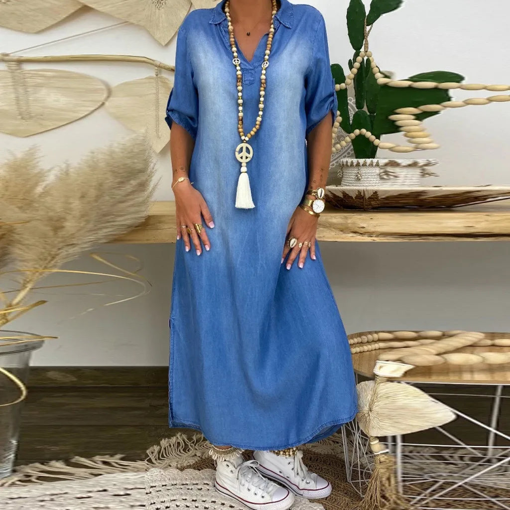 LEA – Long Denim-Style Dress