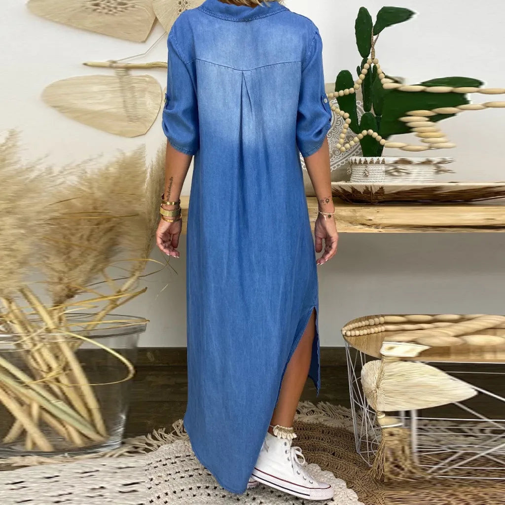 LEA – Long Denim-Style Dress
