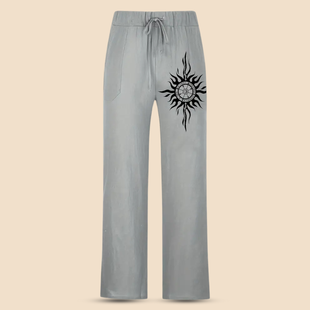 SOLVAAR – Men’s Cotton Pants with Compass Print
