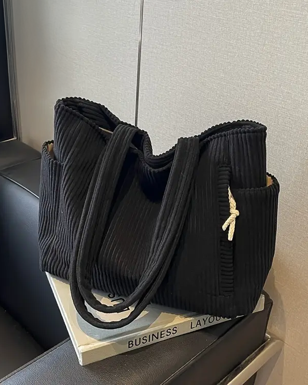 CORDA – Ribbed Tote Bag with Cord Details