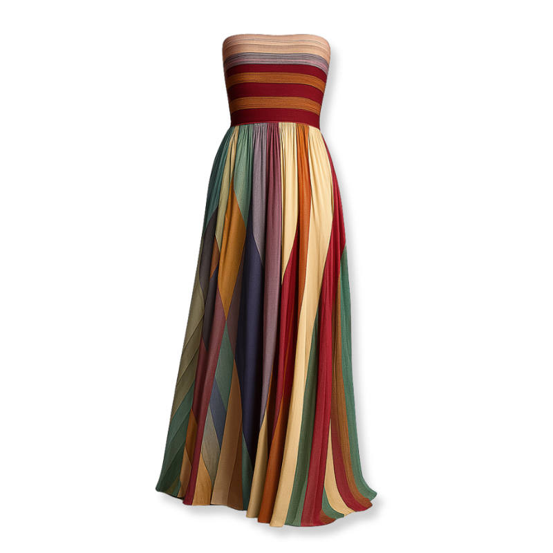 AURORA – Rainbow Elegant Maxi Dress