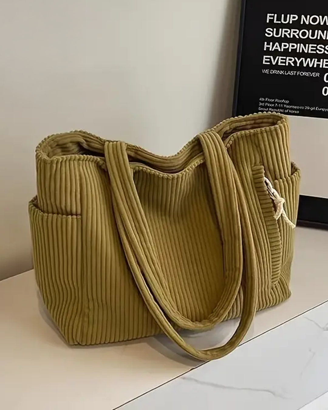 CORDA – Ribbed Tote Bag with Cord Details
