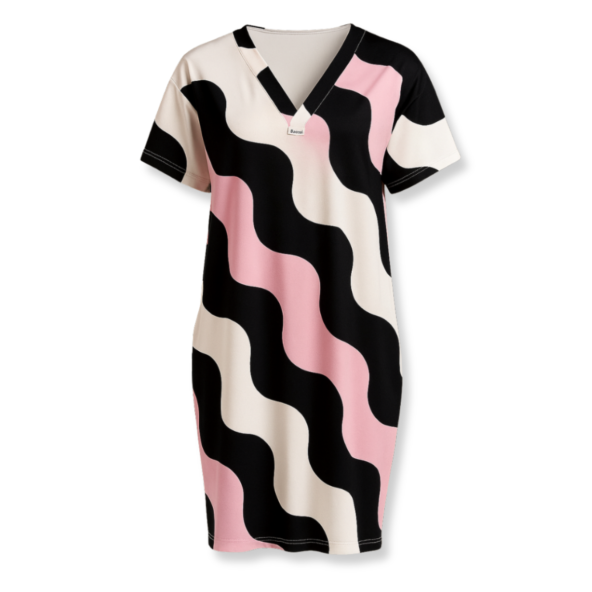 MALVINA – Summer Dress with Wave Print & V-Neck