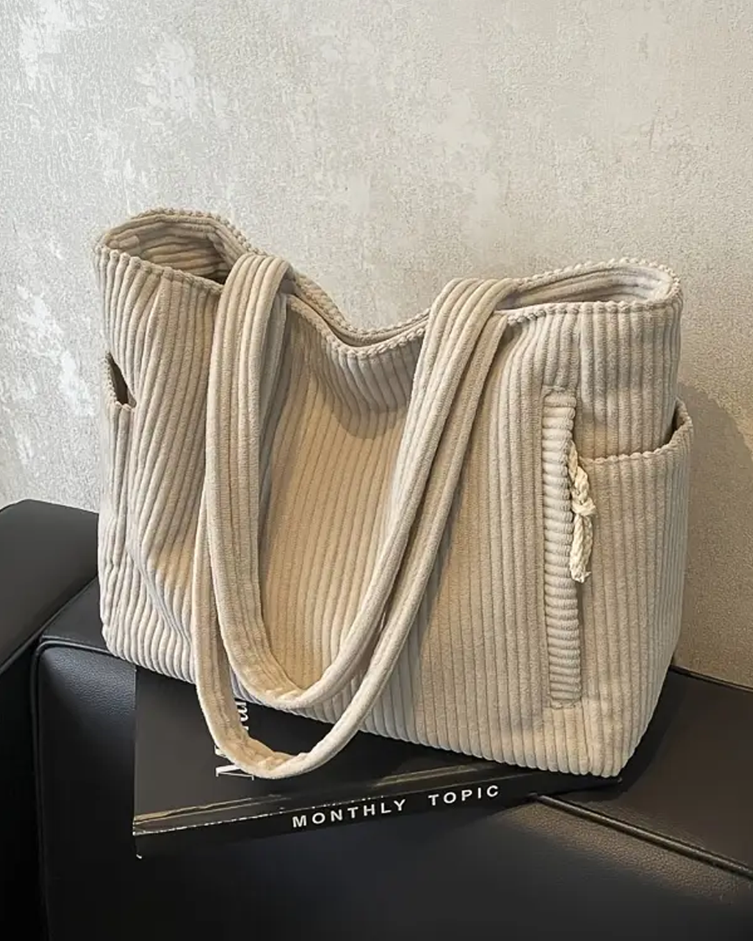 CORDA – Ribbed Tote Bag with Cord Details