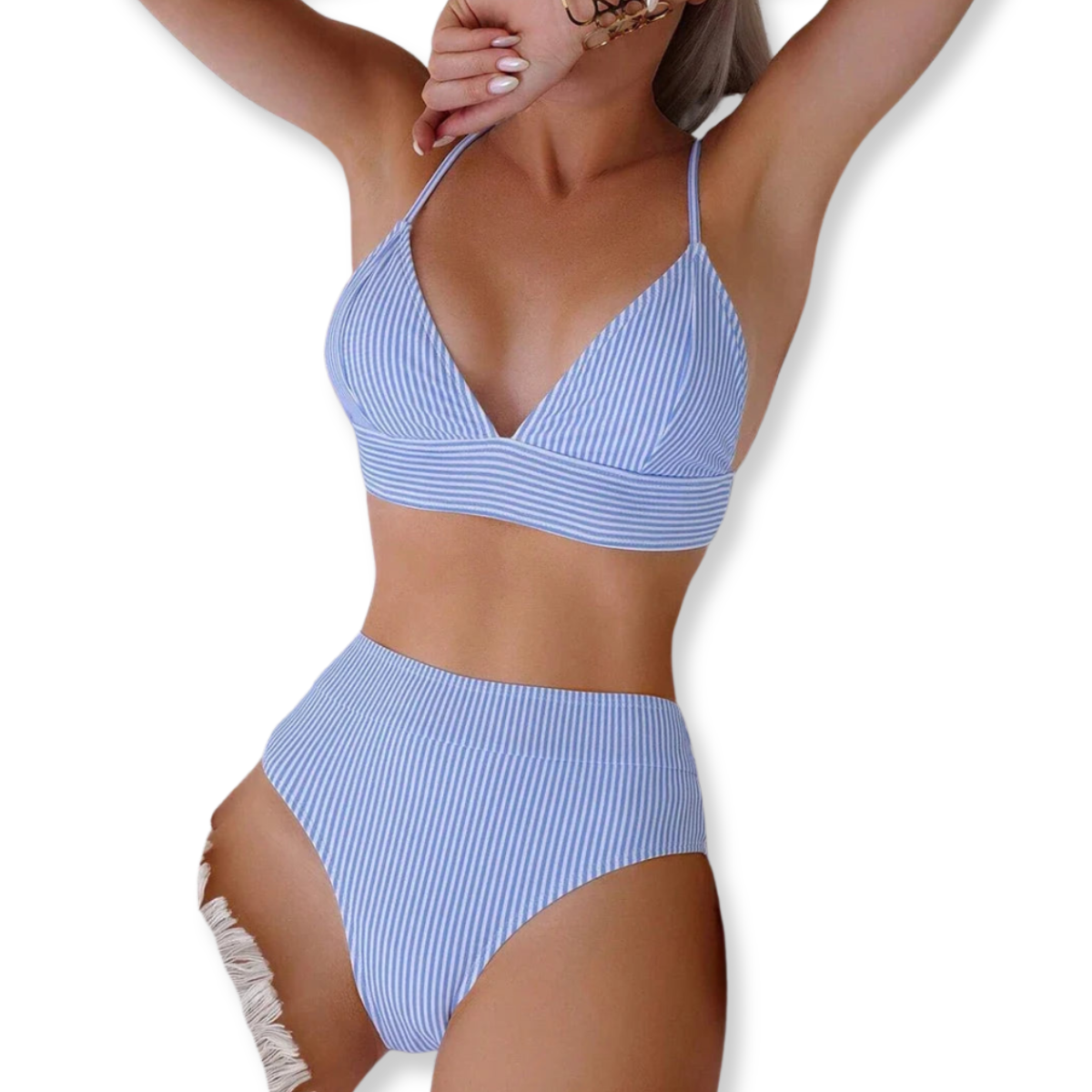 Lena – Striped High-Waist Bikini