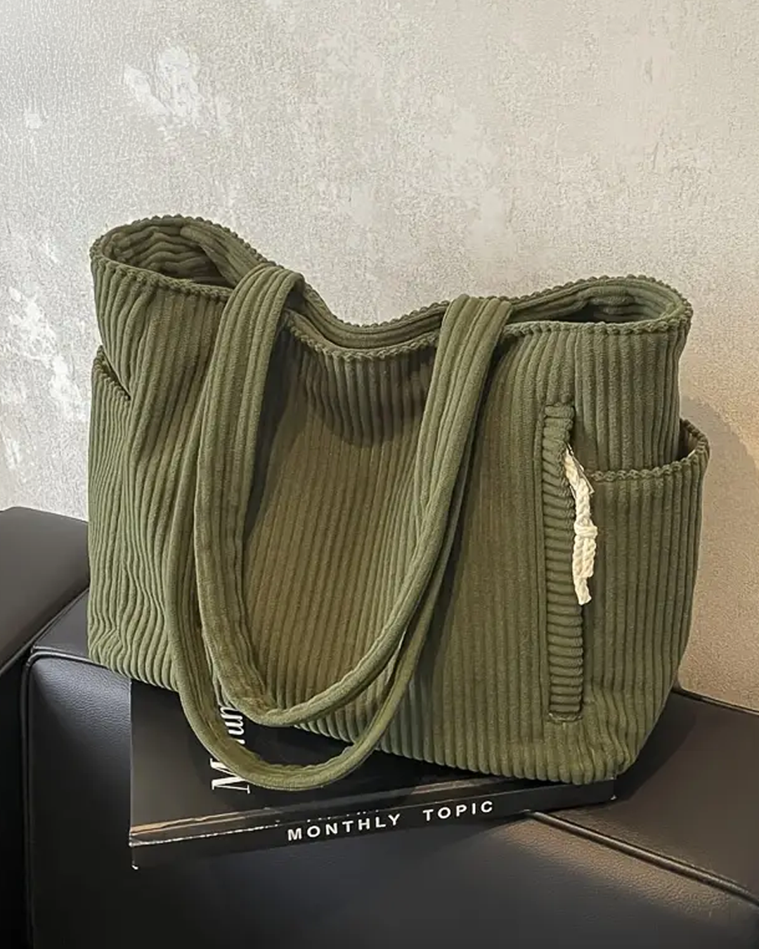 CORDA – Ribbed Tote Bag with Cord Details