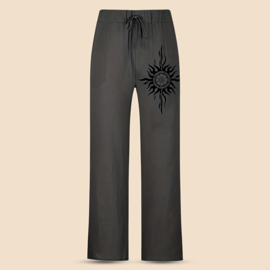 SOLVAAR – Men’s Cotton Pants with Compass Print