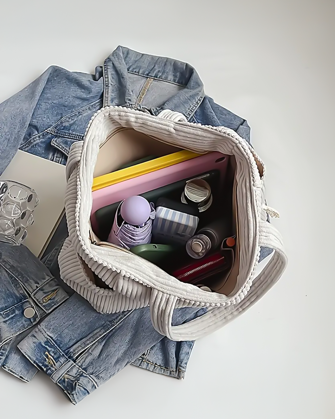 CORDA – Ribbed Tote Bag with Cord Details