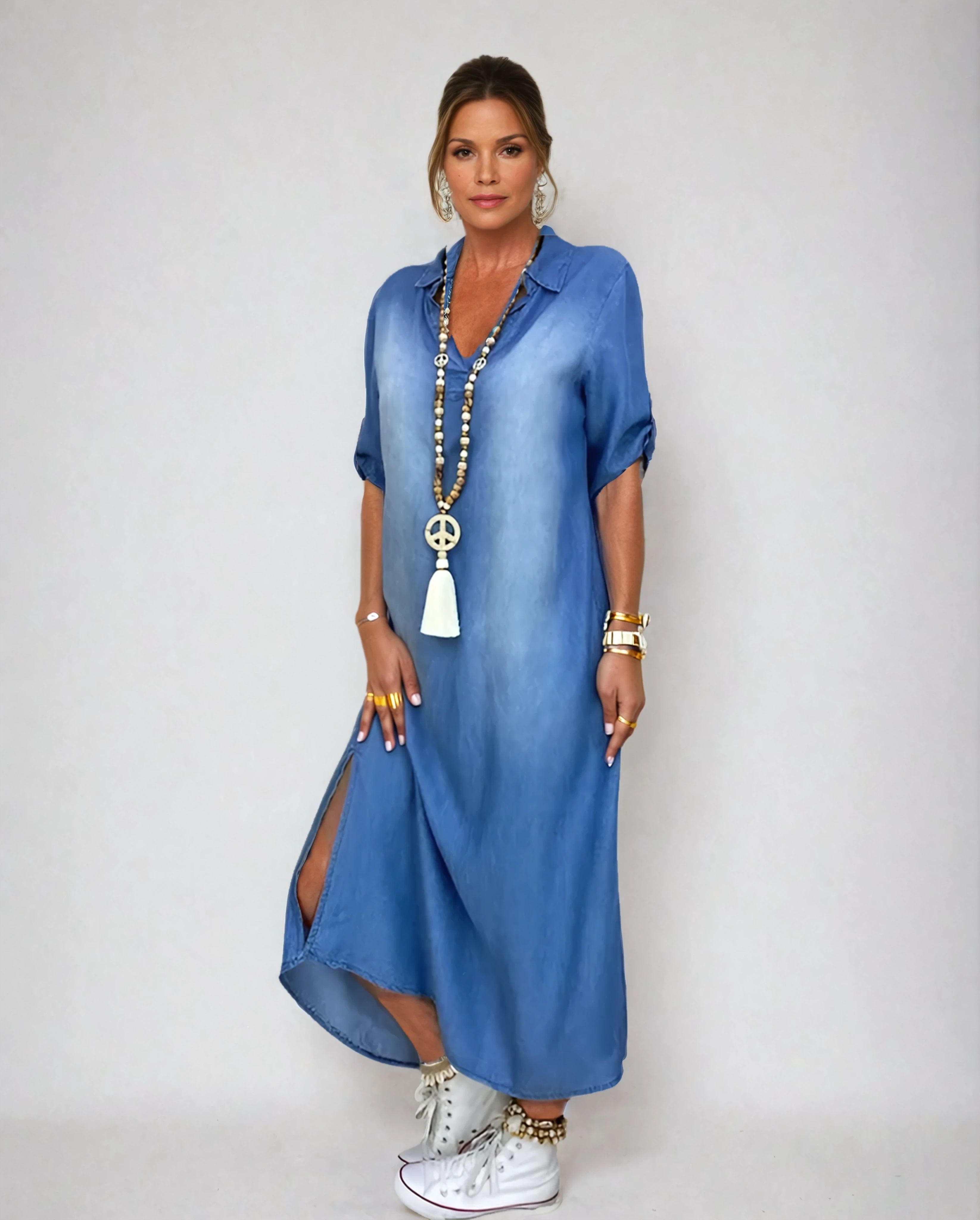 LEA – Long Denim-Style Dress