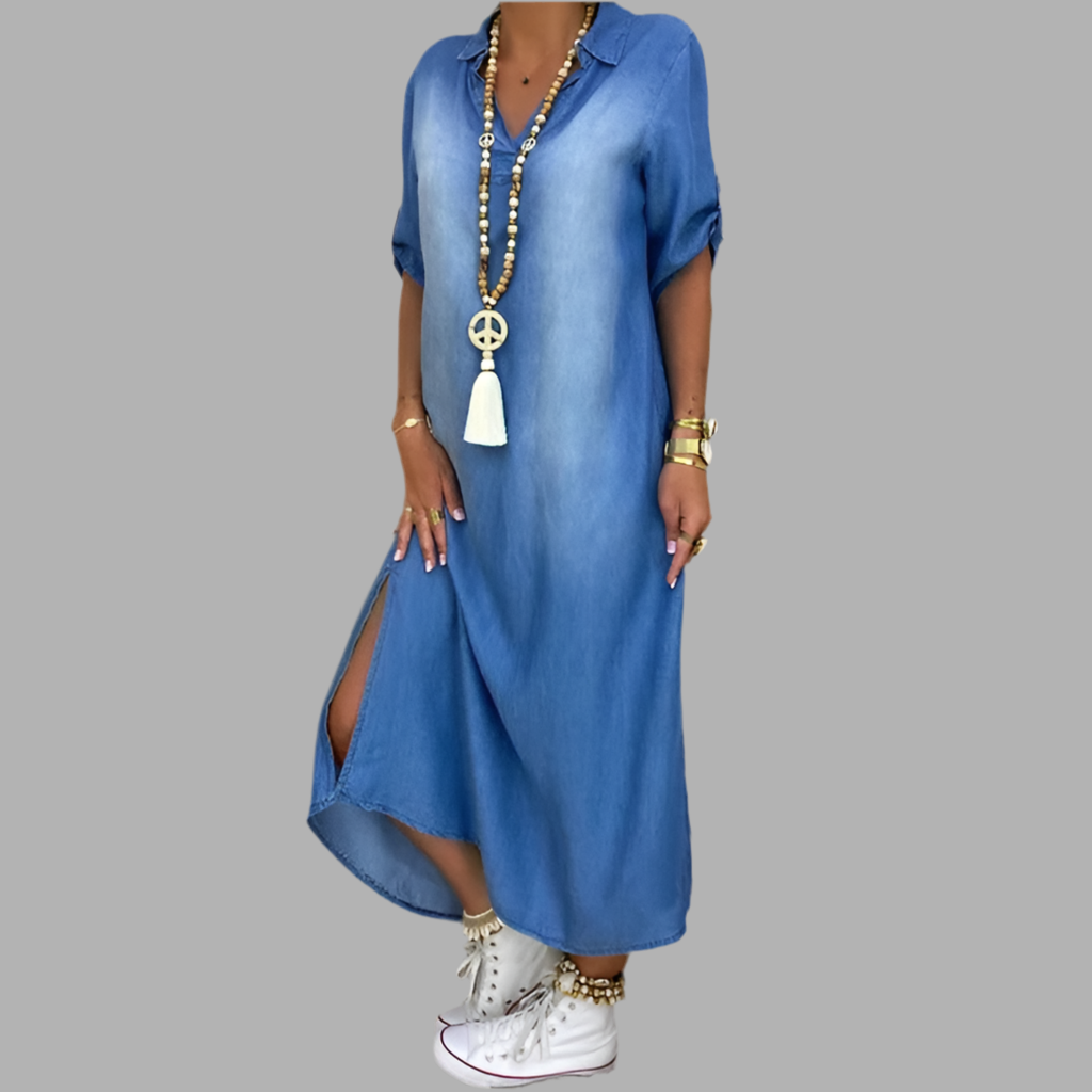 LEA – Long Denim-Style Dress
