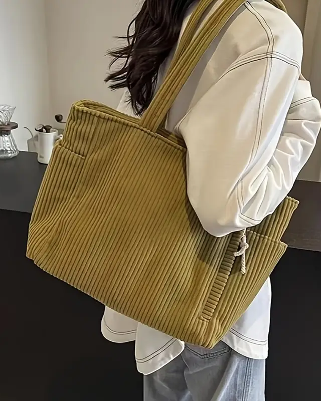 CORDA – Ribbed Tote Bag with Cord Details
