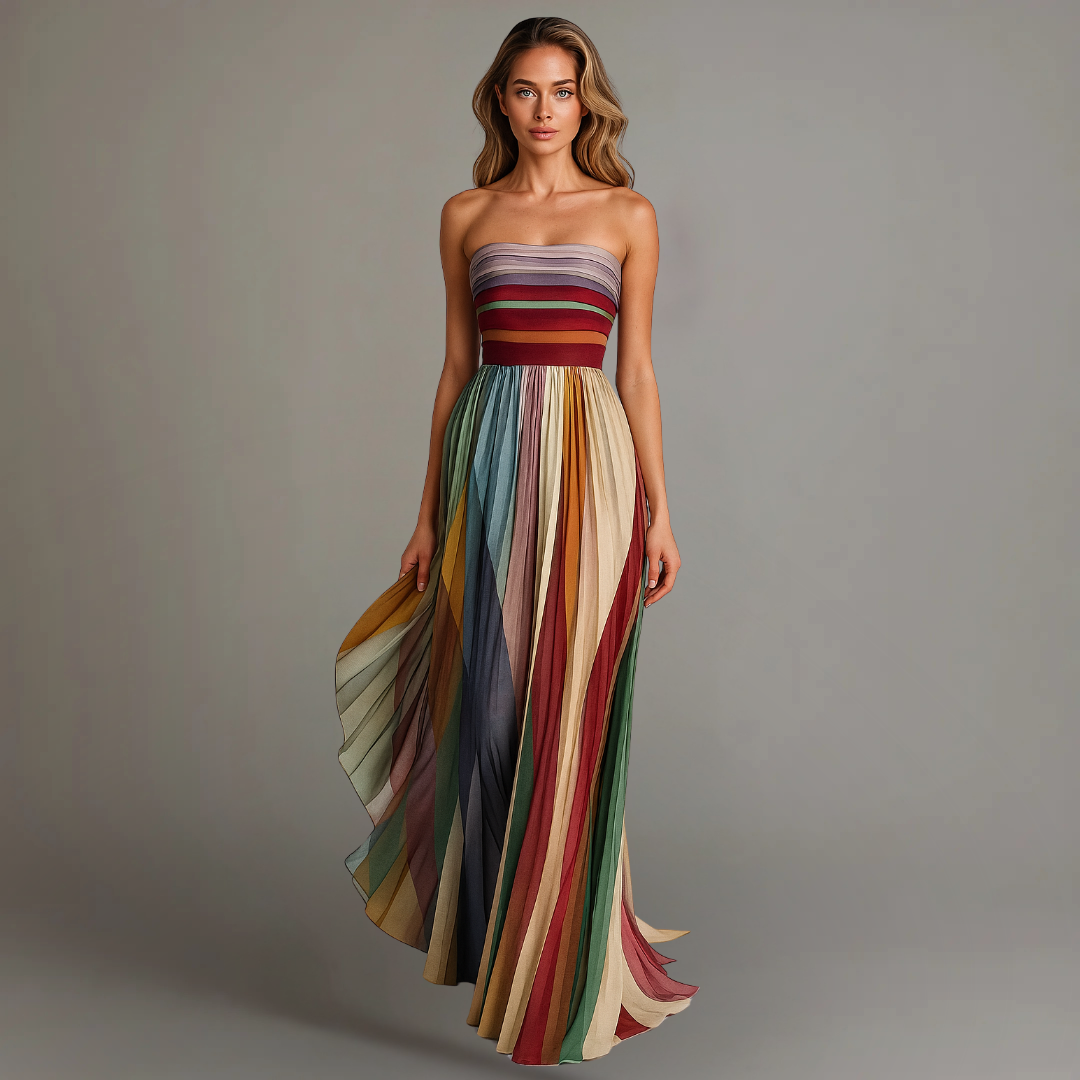 AURORA – Rainbow Elegant Maxi Dress