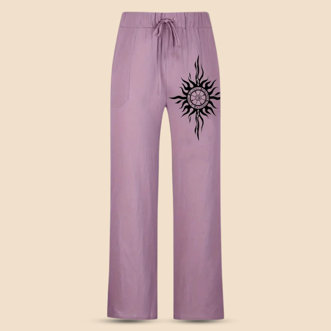 SOLVAAR – Men’s Cotton Pants with Compass Print