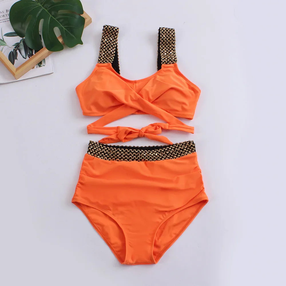 Nela – High-Waist Bikini with Gold Details