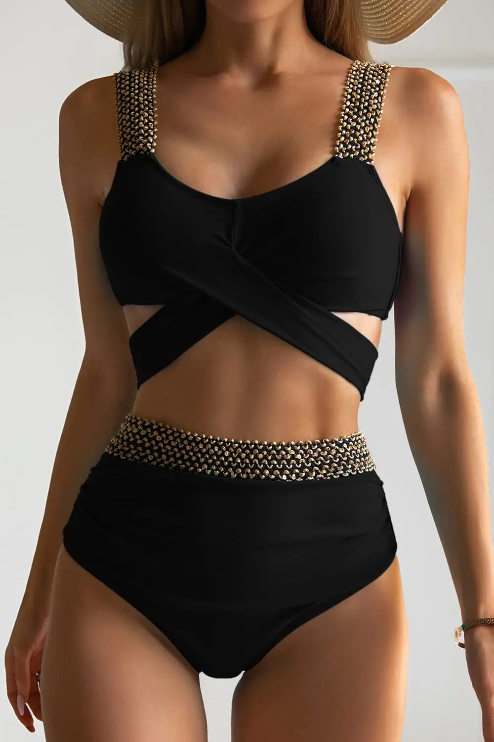 Nela – High-Waist Bikini with Gold Details