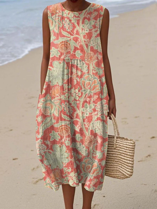 AURELIA – Midi Dress with Vintage Floral Print