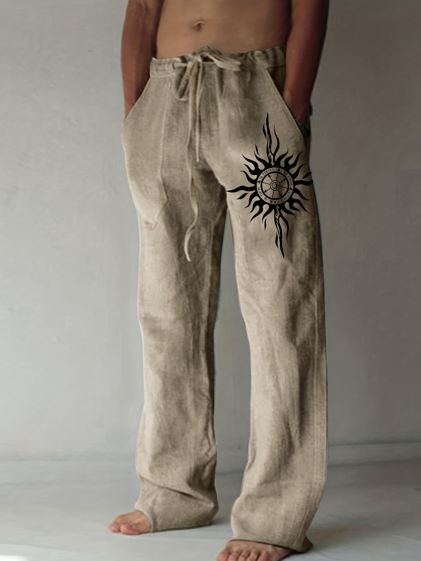 SOLVAAR – Men’s Cotton Pants with Compass Print
