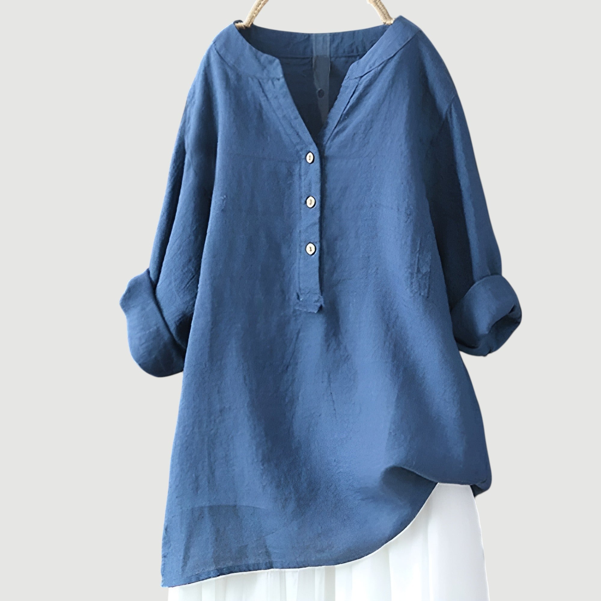 Natural Elegance – Textured V-Neck Blouse