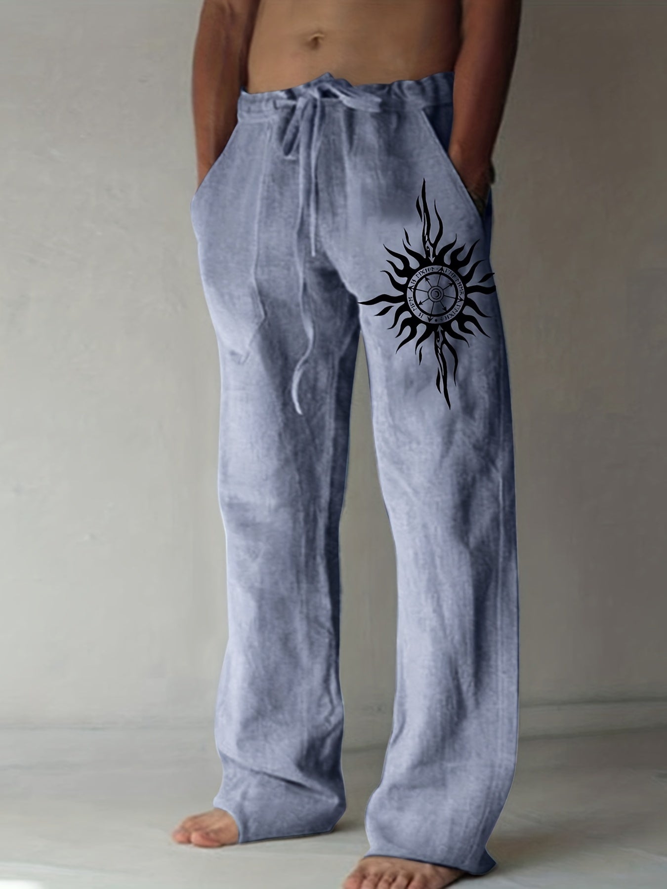 SOLVAAR – Men’s Cotton Pants with Compass Print