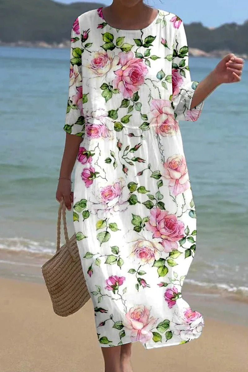 ELENORA – Maxi Dress with Pink Floral Print